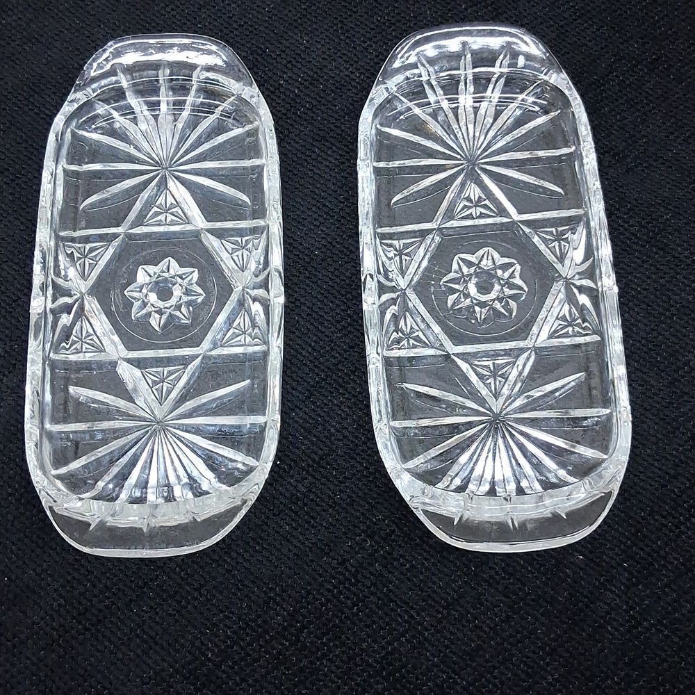 Lot Of 2 Vtg. Star‎ Of David Anchor Hocking Prescut Butter Dish Plates.